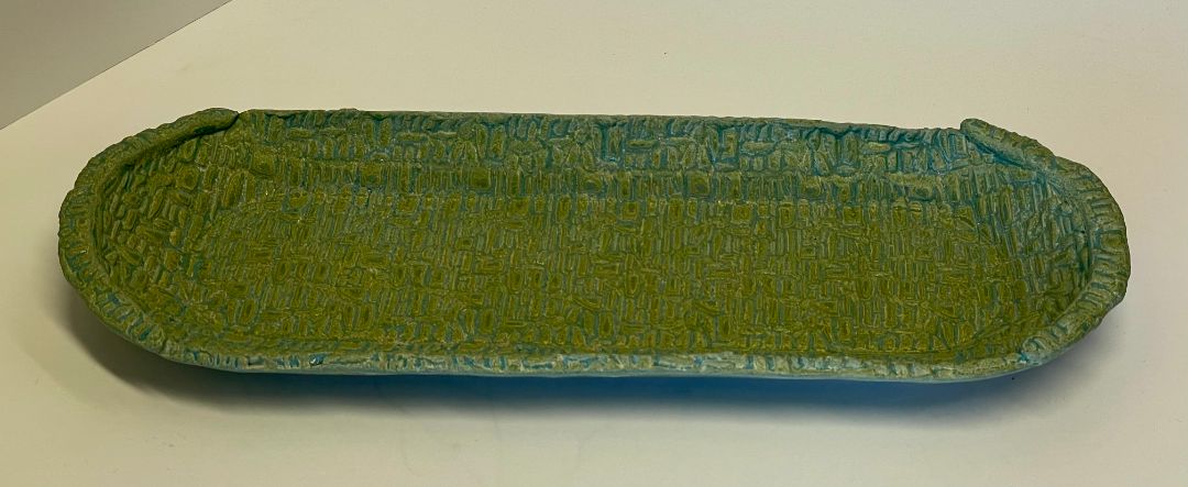 Blue/Green Textured Oval Tray