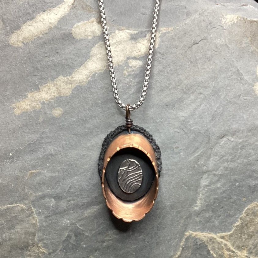Copper, Silver, Mixed Media Necklace