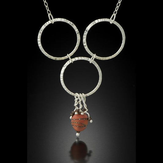 Triple Ring Necklace (Sterling and Glass)